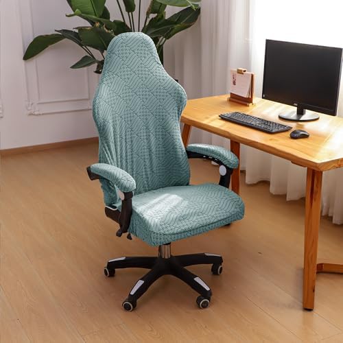 FORCHEER Green Gaming Chair Covers with Armrest Covers Stretch Jacquard Computer Game Chair Slipcover 4 Pieces Cat Scratch Proof Washable