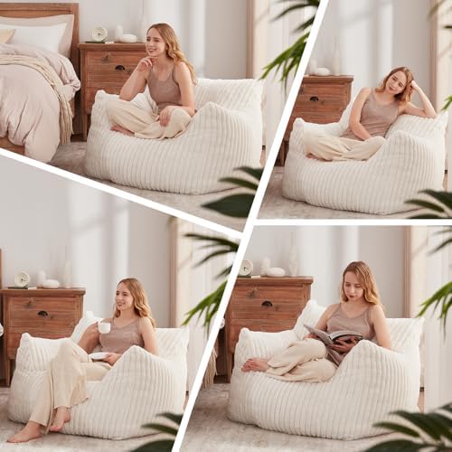 Achicsofar Bean Bag Chair for Adults Teens, Giant Faux Fur Beanbag Armchair