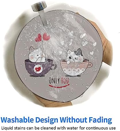 Cute Animal cat with Friend on Coffee Cup cat Mouse pad Cute,Gaming Mouse pad Small Non-Slip Round Mouse Pads for Wireless Mouse,Laptop,Desk