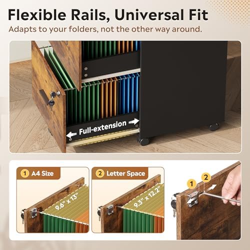 DEVAISE 3 Drawer Wood Filing Cabinet with Upgrade to 3 Individual Locks