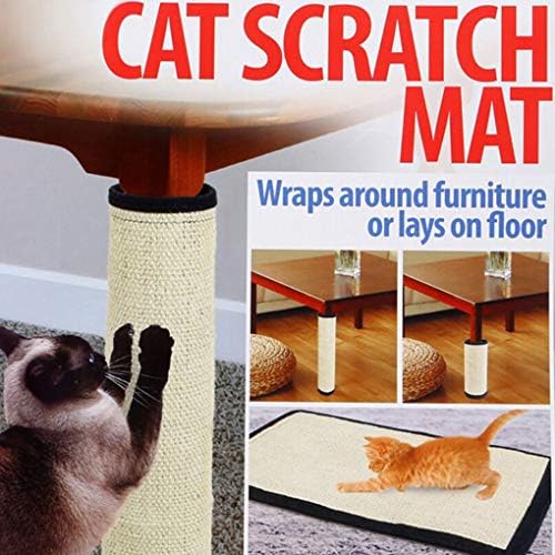Sisal Pad Natural Grinding Claws Cat Scratching Mat Scratcher Replacement for Cat Tree Stretching Wrap Around Chair Desk Legs Furniture Protection (L:40.5 * 30cm, Wrap Style)