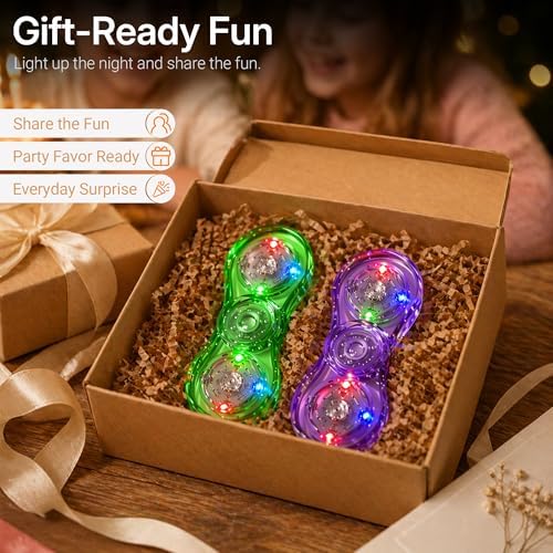 LED Fidget Spinner 2 Pack, Light Up Sensory Fidget Toys for Kids