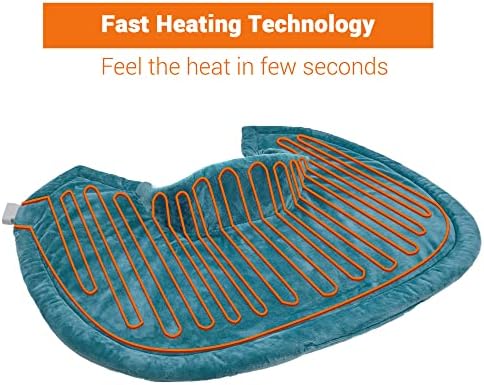 Weighted Heating Pad for Neck and Shoulders Pain Relief, 2lb Electric Heating Pad with Auto- Off - 20'' x 25'', Blue
