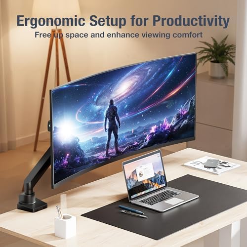 AVLT Single 17"-38" Monitor Arm Desk Top Mount Premium - Black