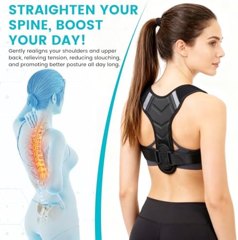 Posture Corrector for Men & Women, Adjustable Back Brace & Straightener for Office, Home & Daily Use, Relieve Back Pain, Prevent Hunching & Slouching, Comfortable & Breathable, L