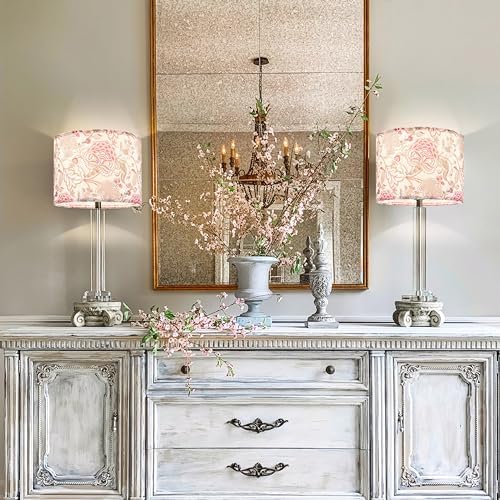 GO&SO Lamp Shades Set of 2,13" D x 10" H,Multicolored Floral Drum Shade