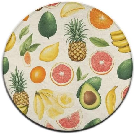 Large Round Area Rug Home Decor Modern Bathroom Rug Kitchen Office Circle Rug for Living Room Sofa Circle Cute Mat Avocado Nut Banana Pineapple Orange, 24inch