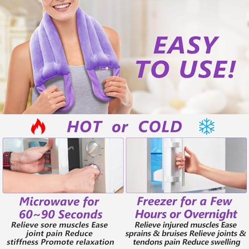 Microwave Heating pad for Neck and Shoulders Back 33 * 5" microwavable Moist Heat Pack Warm hot Compress Neck wrap Weighted Rice Bean Bag Reusable Herbal Nature Calming Portable