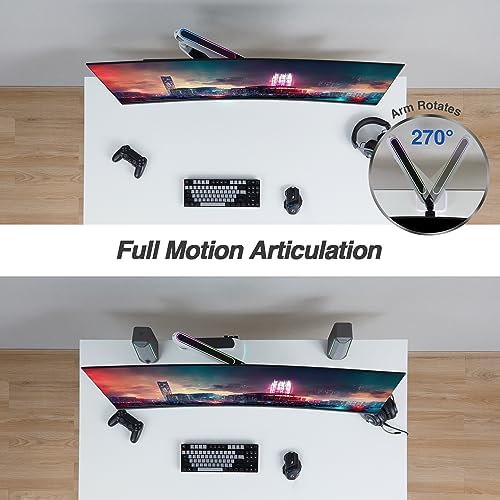 AVLT Single 27”-45” RGB Gaming Monitor Arm Desk Mount - White