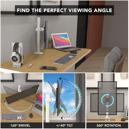 Mount-It! White Single Monitor Stand, Fits up to 32"