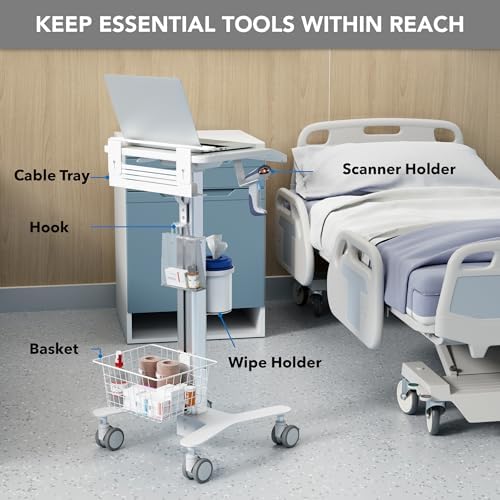 Mount-It! Height Adjustable Medical Laptop Cart, Rolling