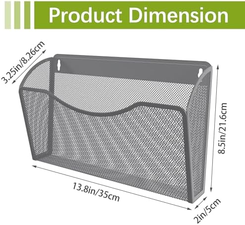 EasyPAG Wall File Organizer 3 Pack, Hanging File Organizer Wall Mount, Metal Mesh Folder Holder for Letter/A4 Papers, Mail Sorter for Office, Classroom, Home, Silver