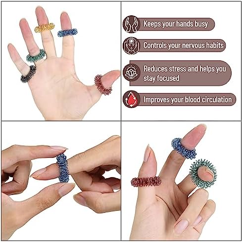 Mr. Pen- Spiky Sensory Rings, 6 Pack, Jewel Tones