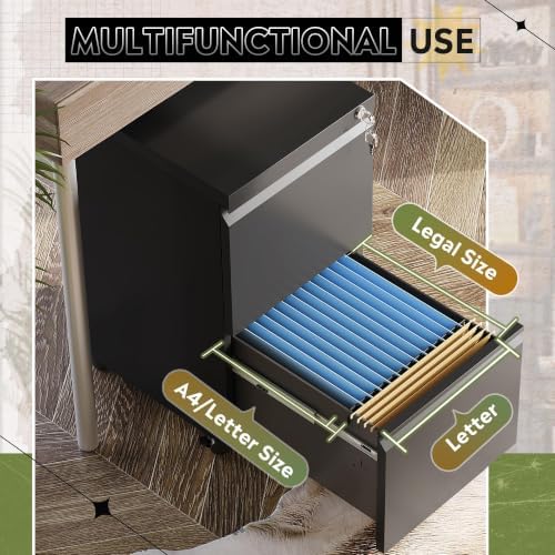 DEVAISE 2 Drawer Mobile File Cabinet, Fully Assembled