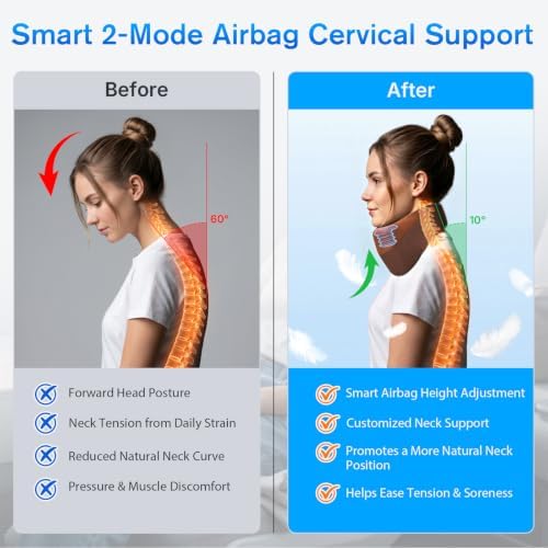 Yunari Cordless Neck Brace for Cervical Spine, Neck Posture Corrector with Intelligent Adjust and Hot Compress Function, Neck Support Brace for Men and Women