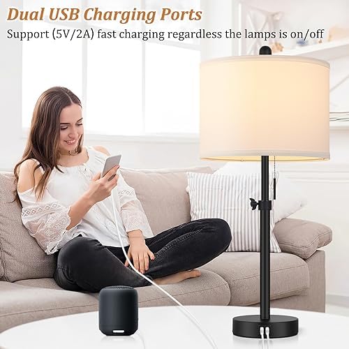 Kondras Table Lamp for Bedroom, 23" to 30" Height Adjustable Bedside Lamp