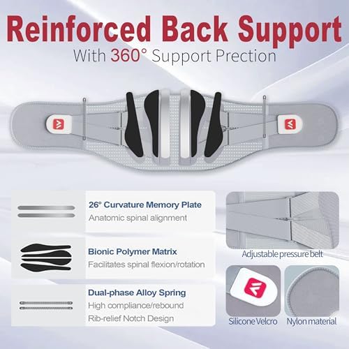 Back Brace for Lower Back Pain Relief - Lumbar Support Belt with 8 Zoned Support Bars, Adjustable Strap & Breathable 3D Knit for Men & Women, Sciatica Herniated Disc Support