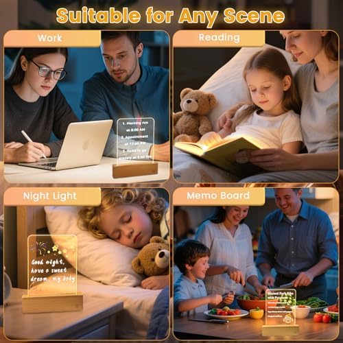 Book Light, Dimmable LED Reading Light 3 Color Flat Book Lamp for Reading, Rechargeable Page Light with Wooden Base and Scratch-Resistant Panel, Portable Gifts for Boys Girls Women Man (Wood)