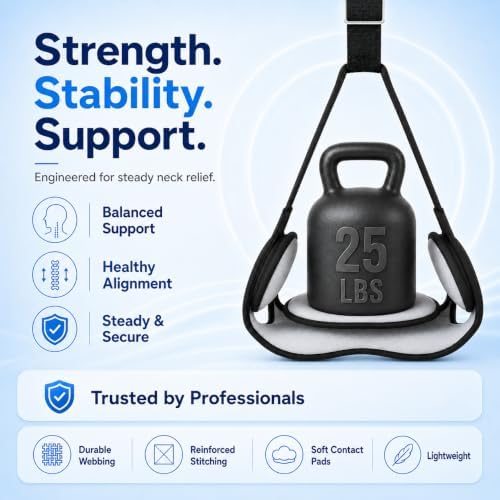 Upgraded Neck Stretcher Hammock 1 Pack, Adjustable Cervical Traction Device with Removable Pads, Portable Support Strap for Neck Tension Relief