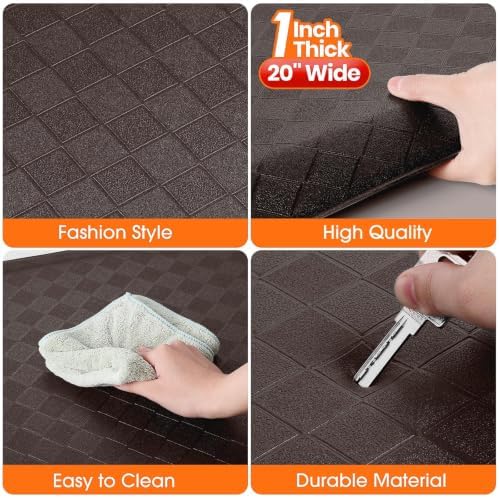 1" Thick Kitchen Mats for Floor, Water Resistant, Chocolate/39 x 20"