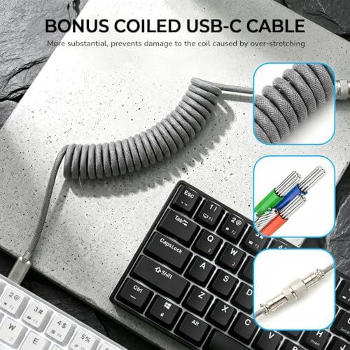 RK ROYAL KLUDGE RK61 60% Wireless Mechanical Keyboard w/Coiled Cable, Black