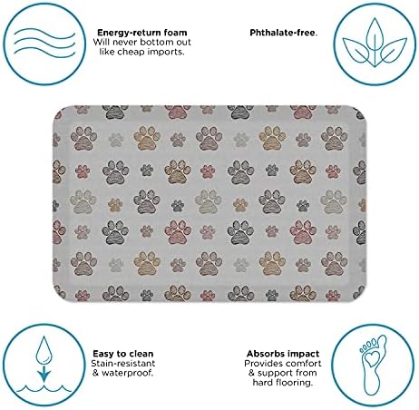 GelPro Designer Cushioned Anti-Fatigue Comfort Floor Mat, Padded Stain-Resistant, Waterproof, Non-Slip Comfort Padded Desk/Office Mat, 20 x 32, PAWZ Greyhound
