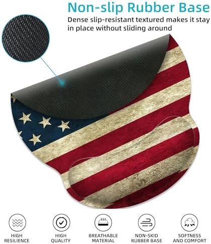 American Flag Ergonomic Mouse Pad with Wrist Rest for Desk Work Office