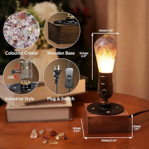 Lustaled Vintage Table Lamp, E26 Retro Lamp with 5W E26 LED Bulb, 3000K Warm White Industrial Style Nightlight Antique Lamps for Cafe Bar Bedroom Living Room Decor Entryway, Non Dimmable