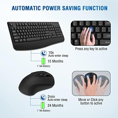 QUASIO Wireless Keyboard Mouse Combo, Windows & Mac Compatible (2 Pack)