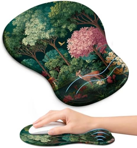 Ergonomic Mouse Pad with Wrist Rest, Gel Wrist Support, Forest