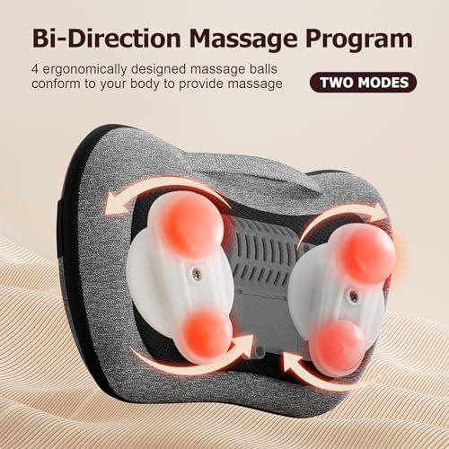VIKTOR JURGEN Shiatsu Back Massager with Heat for Pain Relief, Gray