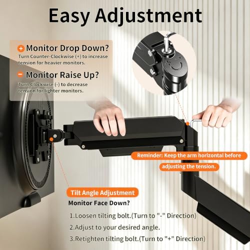 Single Monitor Wall Mount Monitor Arm, Fit 17-32" VESA 75/100mm