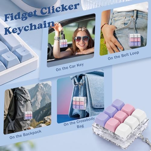 Keyboard Fidget Toy, Creamy Fidget Clicker Keyboard Fidget Keychain, Button Fidget Gifts for Adults, Boost Focus & Ease Anxiety Anywhere — Perfect Stress-Relief Gift (3×3 Grid Layout S)