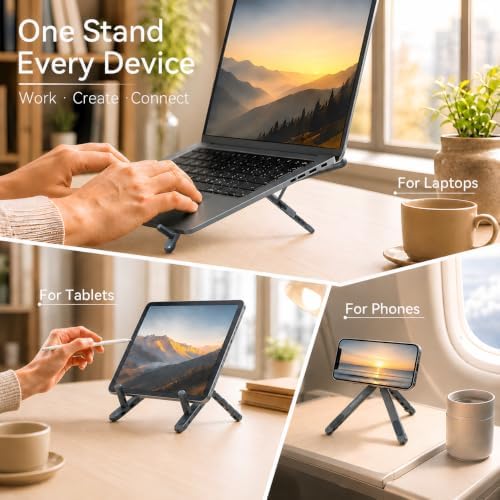 3-in-1 Portable Laptop Stand Magnetic Phone Holder Foldable Riser
