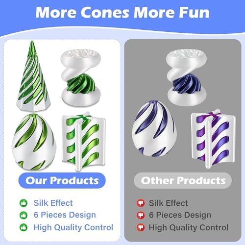 4 Pack Spinning Fidget Toys White Green 3D Printed Desk Decor Set