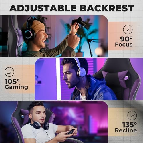 Ergonomic Gaming Chair for Adults with Footrest and Massage