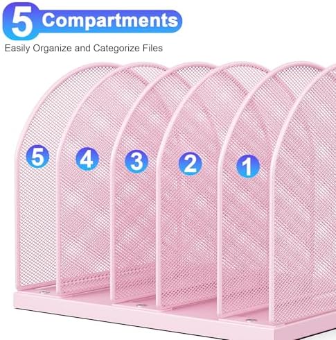 gianotter Desktop File Organizer with 5 Compartments