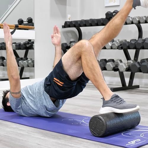 OPTP AXIS Firm Density Foam Roller – Round, Black, 18"L X 6"