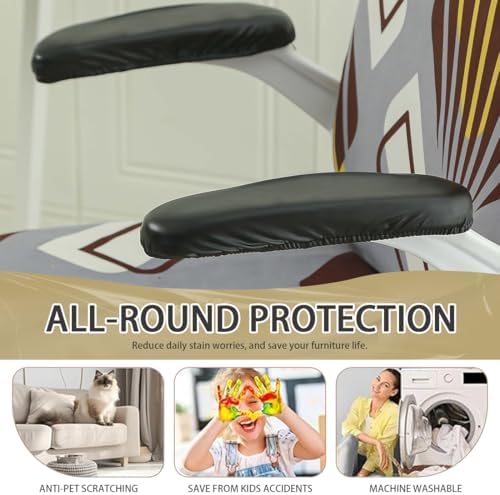 Office Chair Arm Covers Leather Office Removable Armrest Covering Stretch Water Resistant Chair Seat Hand Rest Protector for Computer Desk Chairs 2 Pair Black