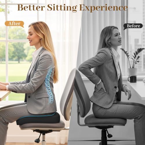 TranquilRelax 2XL Memory Foam Seat Cushion for Office Chair, Black