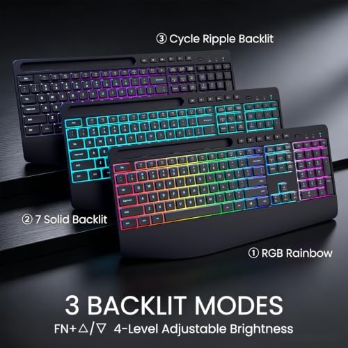 Wireless Keyboard Mouse Combo Ergonomic-RGB Silent Set for Computer