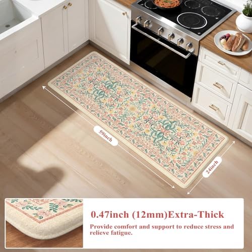 Collive Kitchen Mats Cushioned Anti Fatigue, Pink Kitchen Rug Sets