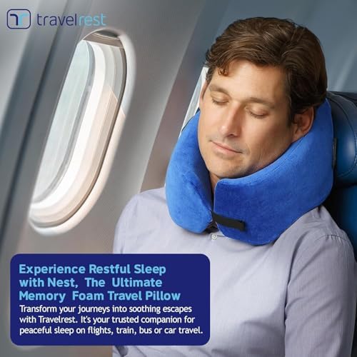 TRAVELREST Curl Neck Pillow Travel Essentials - Memory Foam Support - Grey