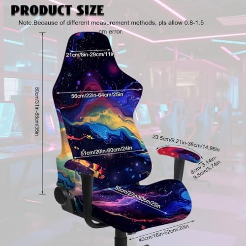 Gaming Chair Seat Cover Galaxy Purple Office Seat Covers with Armrest Cover Reclining Desk Chair Protector Cover Decor for Home Gameroom