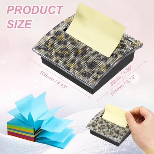 PATIKIL Stick Note Pad Holders 4x4 Sticky Note Dispenser Holder Leopard