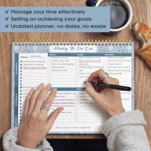 Taja Weekly To Do List Notepad, Undated Weekly Planner Pad, 8.5" x 11"