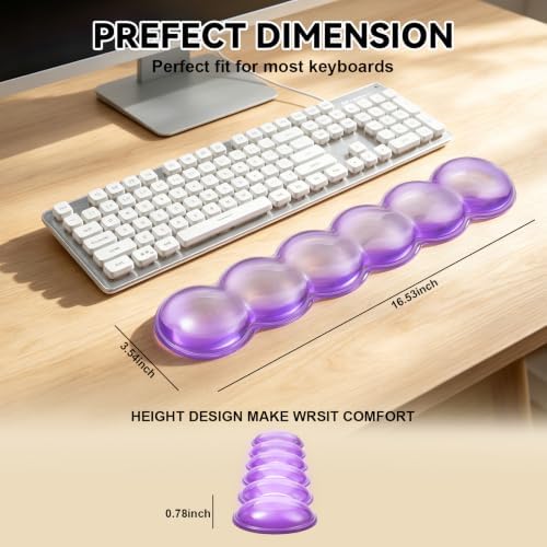 Gel Wrist Rest for Keyboard,Jelly Clear Gel Keyboard Wrist Rest-Purple