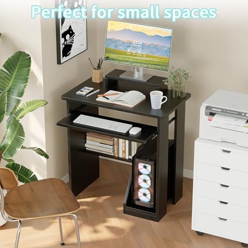 ALISENED 30 Inch Computer Desk, with Keyboard Tray & Monitor Stand