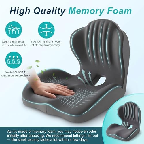 Ergonomic Seat Cushion with Lumbar Support (Grey)