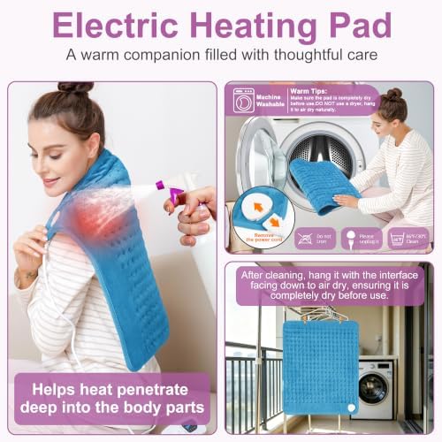 Heating Pad,Electric Heating Pads,Heating Pad for Back,Blue,24x20 Inch
